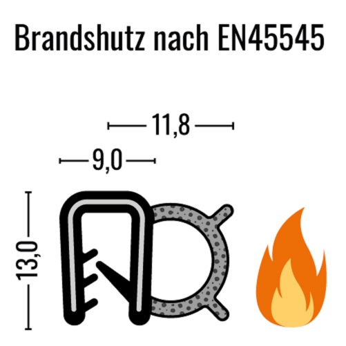 Kantenschutz-Dichtprofil Brandschutz - EPDM - mit Dichtung